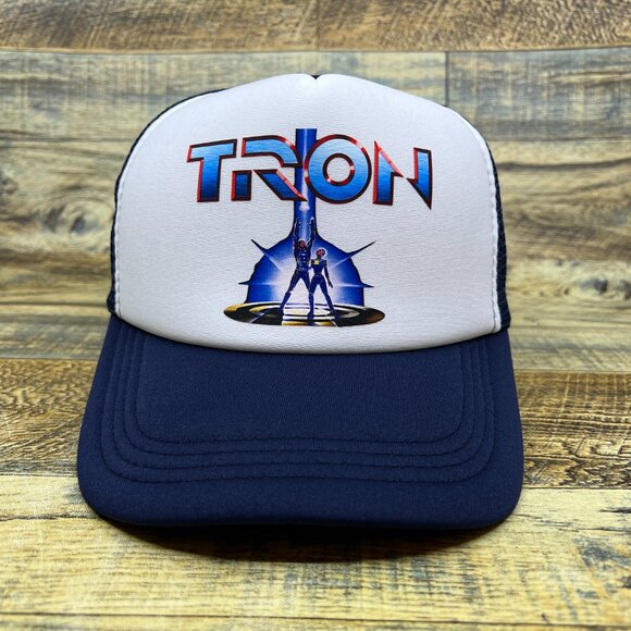 Tron Unisex Trucker Hat Blue Snapback 80s Sci-Fi Cult Classic Movie Ball Cap - Picture 2 of 5